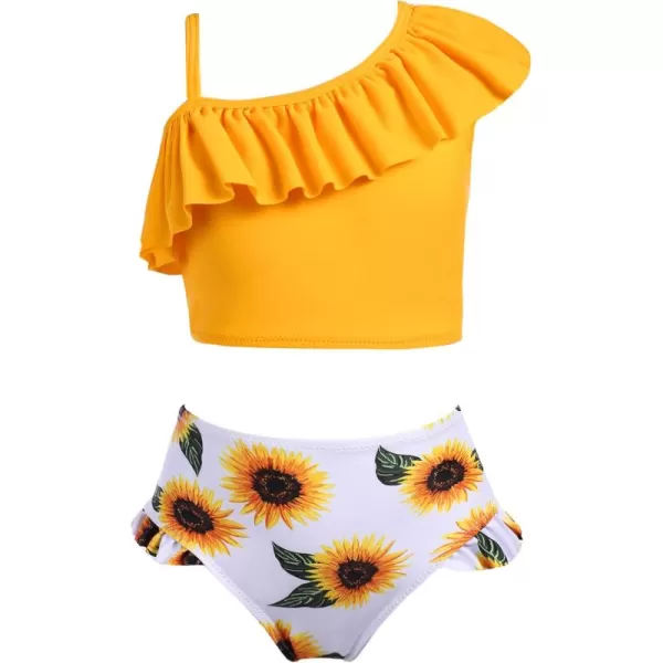 Arshiner Girls Swimsuit Ruffles Flounce Printed Two Pieces Bikini Set Swimwear Bathing Suits