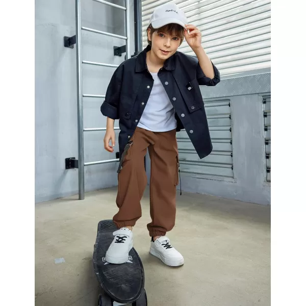 Arshiner Boys Cargo Pants Casual Lightweight Joggers Pant Elastic Waist Youth Kids Athletic Running Sweatpants with Pockets