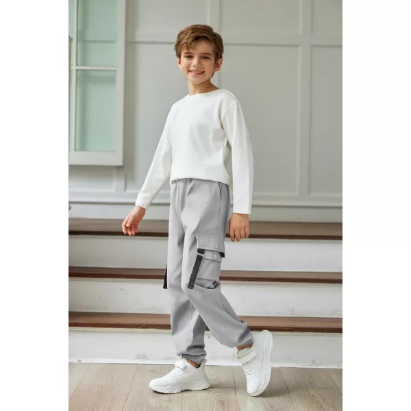 Arshiner Boys Cargo Pants Casual Lightweight Joggers Pant Elastic Waist Youth Kids Athletic Running Sweatpants with Pockets