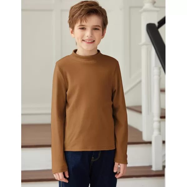 Arshiner Boys Long Sleeve Turtleneck T-Shirt Solid Color Warm Tee Tops Casual Thermal Pullover for Kids 5-12 Years