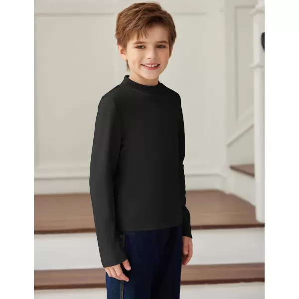 Arshiner Boys Long Sleeve Turtleneck T-Shirt Solid Color Warm Tee Tops Casual Thermal Pullover for Kids 5-12 Years