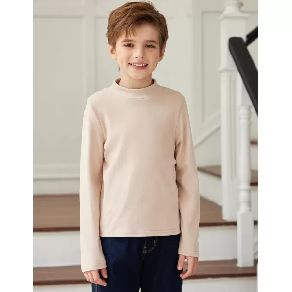 Arshiner Boys Long Sleeve Turtleneck T-Shirt Solid Color Warm Tee Tops Casual Thermal Pullover for Kids 5-12 Years