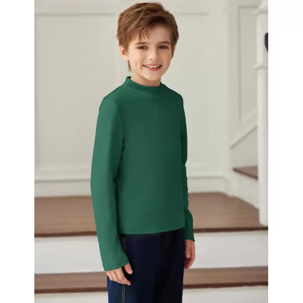 Arshiner Boys Long Sleeve Turtleneck T-Shirt Solid Color Warm Tee Tops Casual Thermal Pullover for Kids 5-12 Years