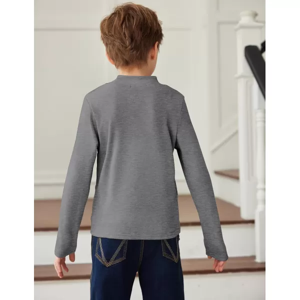 Arshiner Boys Long Sleeve Turtleneck T-Shirt Solid Color Warm Tee Tops Casual Thermal Pullover for Kids 5-12 Years