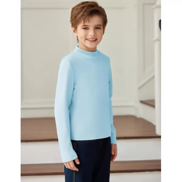 Arshiner Boys Long Sleeve Turtleneck T-Shirt Solid Color Warm Tee Tops Casual Thermal Pullover for Kids 5-12 Years
