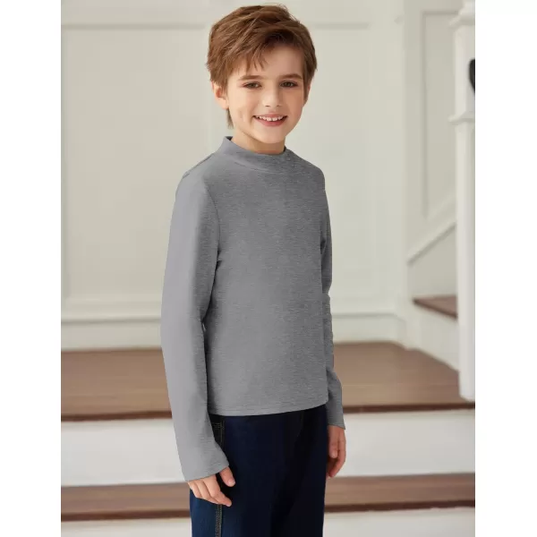 Arshiner Boys Long Sleeve Turtleneck T-Shirt Solid Color Warm Tee Tops Casual Thermal Pullover for Kids 5-12 Years