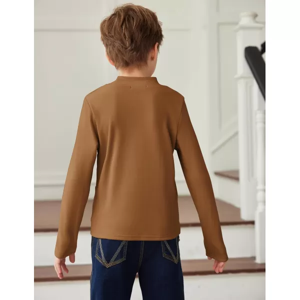 Arshiner Boys Long Sleeve Turtleneck T-Shirt Solid Color Warm Tee Tops Casual Thermal Pullover for Kids 5-12 Years