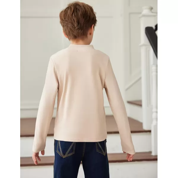 Arshiner Boys Long Sleeve Turtleneck T-Shirt Solid Color Warm Tee Tops Casual Thermal Pullover for Kids 5-12 Years