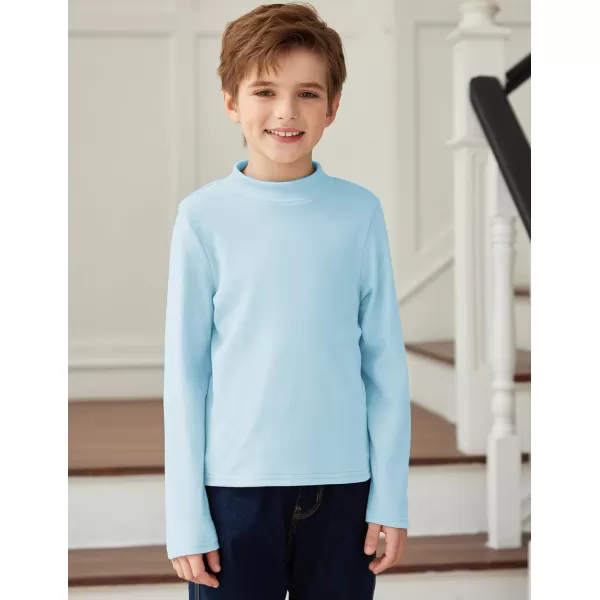Arshiner Boys Long Sleeve Turtleneck T-Shirt Solid Color Warm Tee Tops Casual Thermal Pullover for Kids 5-12 Years