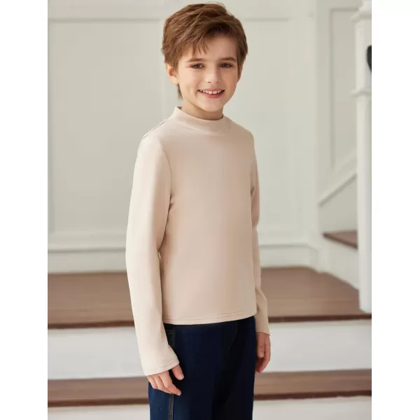 Arshiner Boys Long Sleeve Turtleneck T-Shirt Solid Color Warm Tee Tops Casual Thermal Pullover for Kids 5-12 Years
