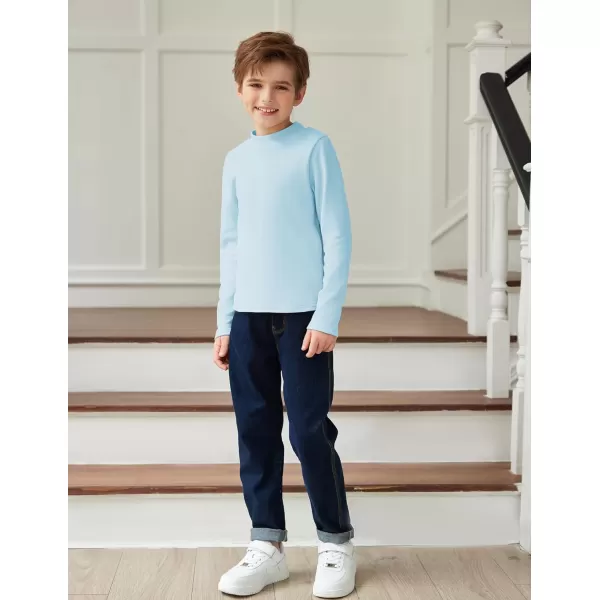 Arshiner Boys Long Sleeve Turtleneck T-Shirt Solid Color Warm Tee Tops Casual Thermal Pullover for Kids 5-12 Years
