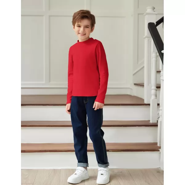Arshiner Boys Long Sleeve Turtleneck T-Shirt Solid Color Warm Tee Tops Casual Thermal Pullover for Kids 5-12 Years