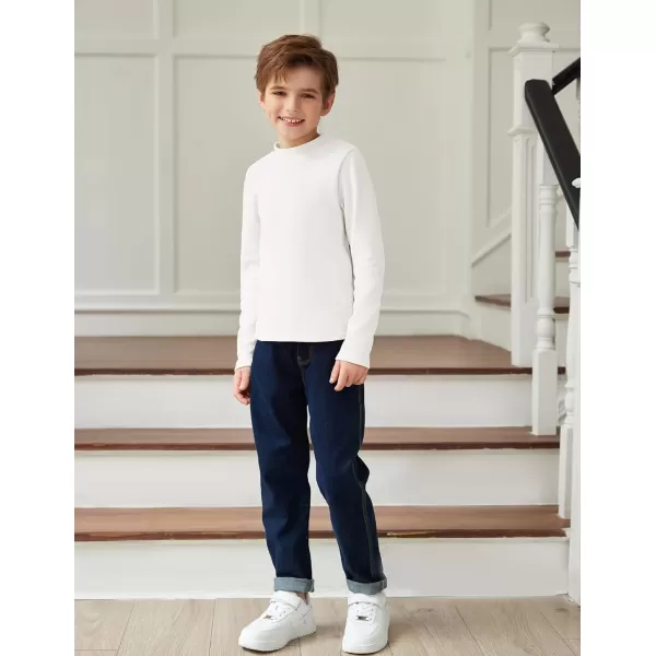 Arshiner Boys Long Sleeve Turtleneck T-Shirt Solid Color Warm Tee Tops Casual Thermal Pullover for Kids 5-12 Years