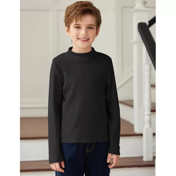 Arshiner Boys Long Sleeve Turtleneck T-Shirt Solid Color Warm Tee Tops Casual Thermal Pullover for Kids 5-12 Years