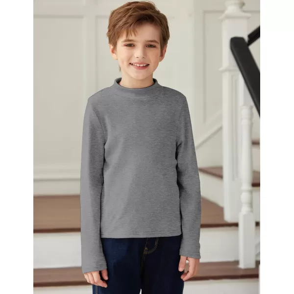 Arshiner Boys Long Sleeve Turtleneck T-Shirt Solid Color Warm Tee Tops Casual Thermal Pullover for Kids 5-12 Years