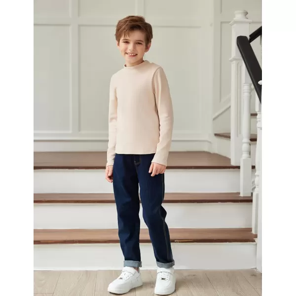 Arshiner Boys Long Sleeve Turtleneck T-Shirt Solid Color Warm Tee Tops Casual Thermal Pullover for Kids 5-12 Years