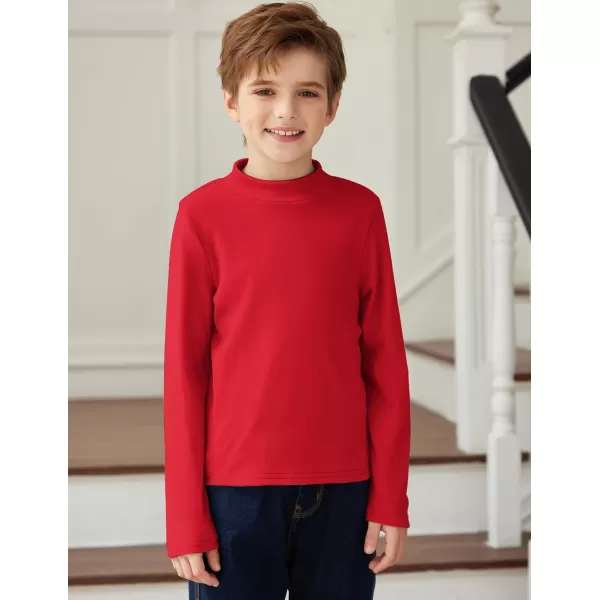 Arshiner Boys Long Sleeve Turtleneck T-Shirt Solid Color Warm Tee Tops Casual Thermal Pullover for Kids 5-12 Years