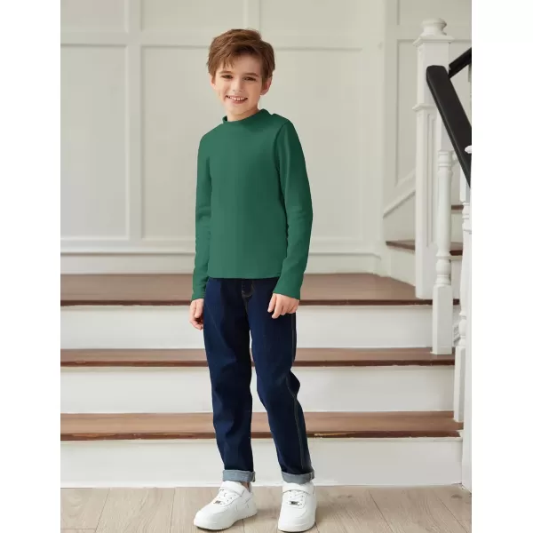 Arshiner Boys Long Sleeve Turtleneck T-Shirt Solid Color Warm Tee Tops Casual Thermal Pullover for Kids 5-12 Years