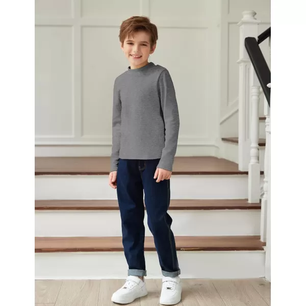 Arshiner Boys Long Sleeve Turtleneck T-Shirt Solid Color Warm Tee Tops Casual Thermal Pullover for Kids 5-12 Years