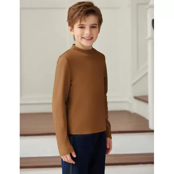 Arshiner Boys Long Sleeve Turtleneck T-Shirt Solid Color Warm Tee Tops Casual Thermal Pullover for Kids 5-12 Years