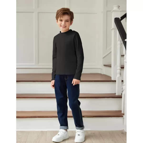 Arshiner Boys Long Sleeve Turtleneck T-Shirt Solid Color Warm Tee Tops Casual Thermal Pullover for Kids 5-12 Years