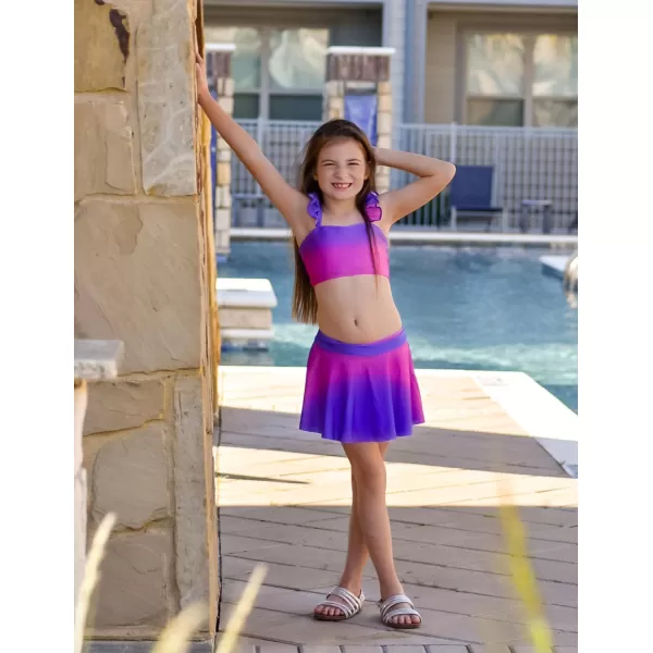 Arshiner Girls Swimsuits 3Pcs Ruffles Bathing Suits Summer Floral Printing Beach Surf Tankini Swimwear Set