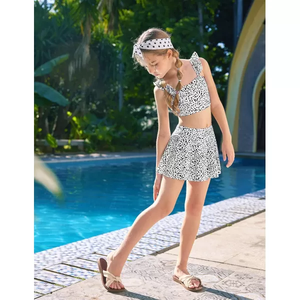 Arshiner Girls Swimsuits 3Pcs Ruffles Bathing Suits Summer Floral Printing Beach Surf Tankini Swimwear Set