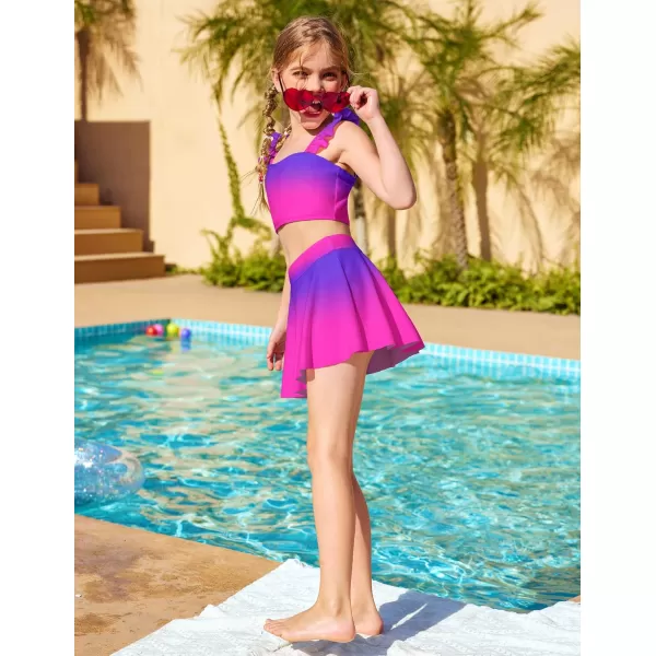 Arshiner Girls Swimsuits 3Pcs Ruffles Bathing Suits Summer Floral Printing Beach Surf Tankini Swimwear Set