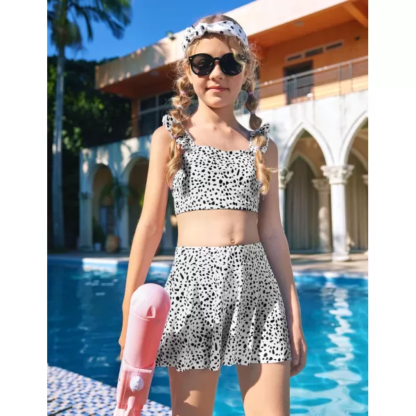 Arshiner Girls Swimsuits 3Pcs Ruffles Bathing Suits Summer Floral Printing Beach Surf Tankini Swimwear Set