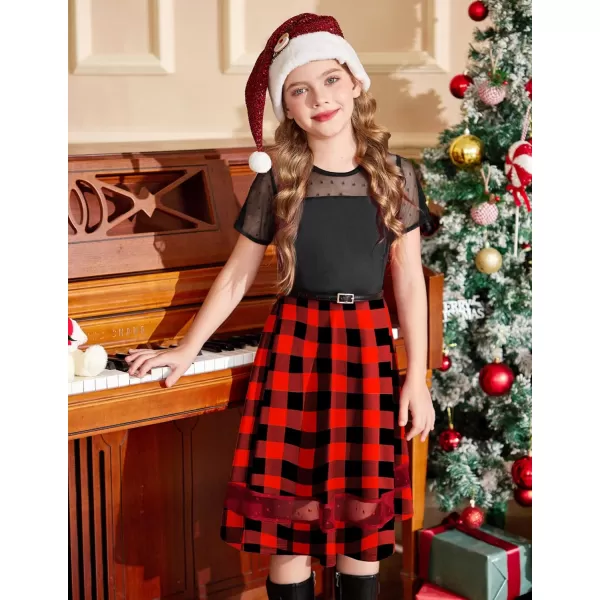 Arshiner Tween Girls Dress Formal Contrast Mesh Short Sleeve A Line Party Dresses with Pockets for 5-12 Years