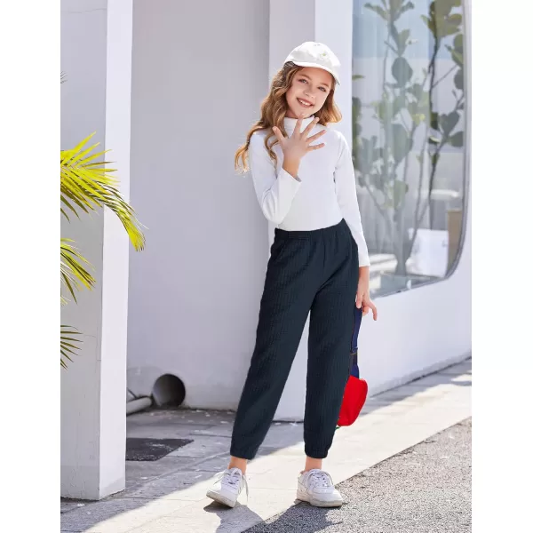 Arshiner Girls 2 Piece Outfit Waffle Knit Pullover Hooded Sweatshirt and Sweatpants Clothing Sets Long Sleeve Tracksuits