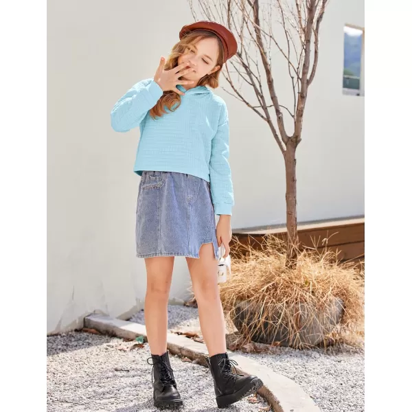 Arshiner Girls 2 Piece Outfit Waffle Knit Pullover Hooded Sweatshirt and Sweatpants Clothing Sets Long Sleeve Tracksuits