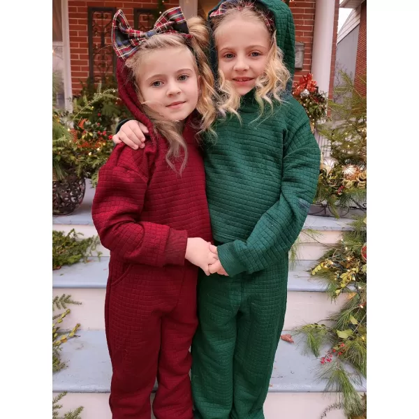 Arshiner Girls 2 Piece Outfit Waffle Knit Pullover Hooded Sweatshirt and Sweatpants Clothing Sets Long Sleeve Tracksuits