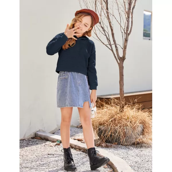 Arshiner Girls 2 Piece Outfit Waffle Knit Pullover Hooded Sweatshirt and Sweatpants Clothing Sets Long Sleeve Tracksuits