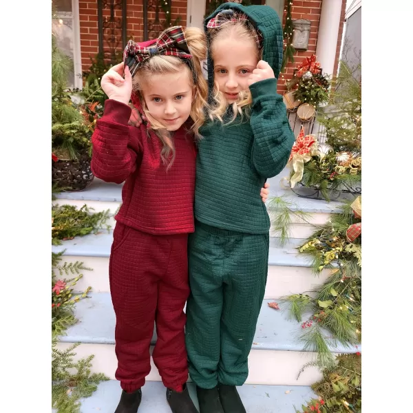 Arshiner Girls 2 Piece Outfit Waffle Knit Pullover Hooded Sweatshirt and Sweatpants Clothing Sets Long Sleeve Tracksuits