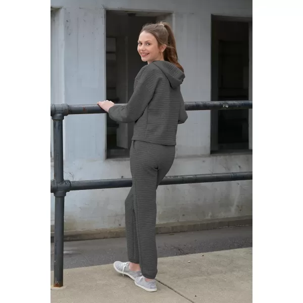 Arshiner Girls 2 Piece Outfit Waffle Knit Pullover Hooded Sweatshirt and Sweatpants Clothing Sets Long Sleeve Tracksuits