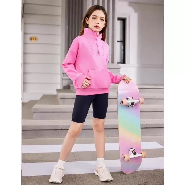Arshiner Girls Half Zip Sweatshirt Fleece Quarter Zip Pullover Sweatshirts Fall Clothes for Teen Girls Thumb Hole