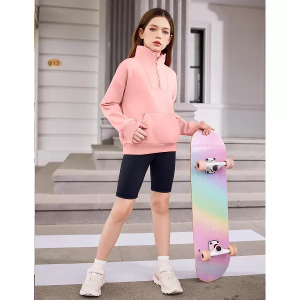 Arshiner Girls Half Zip Sweatshirt Fleece Quarter Zip Pullover Sweatshirts Fall Clothes for Teen Girls Thumb Hole