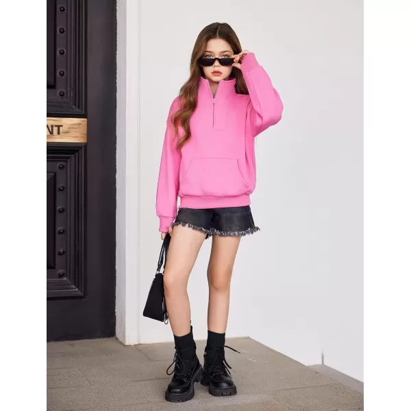 Arshiner Girls Half Zip Sweatshirt Fleece Quarter Zip Pullover Sweatshirts Fall Clothes for Teen Girls Thumb Hole