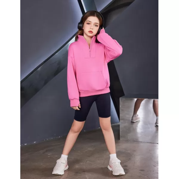 Arshiner Girls Half Zip Sweatshirt Fleece Quarter Zip Pullover Sweatshirts Fall Clothes for Teen Girls Thumb Hole