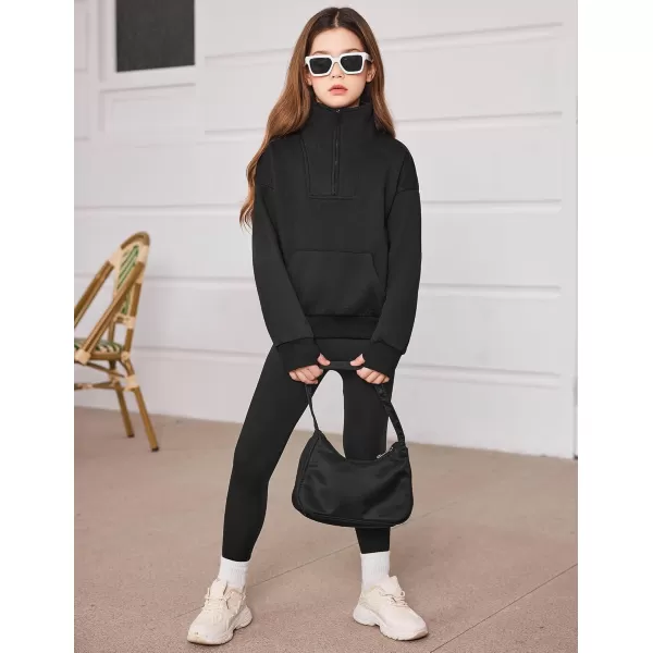 Arshiner Girls Half Zip Sweatshirt Fleece Quarter Zip Pullover Sweatshirts Fall Clothes for Teen Girls Thumb Hole