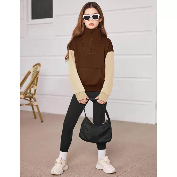 Arshiner Girls Half Zip Sweatshirt Fleece Quarter Zip Pullover Sweatshirts Fall Clothes for Teen Girls Thumb Hole
