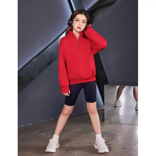 Arshiner Girls Half Zip Sweatshirt Fleece Quarter Zip Pullover Sweatshirts Fall Clothes for Teen Girls Thumb Hole