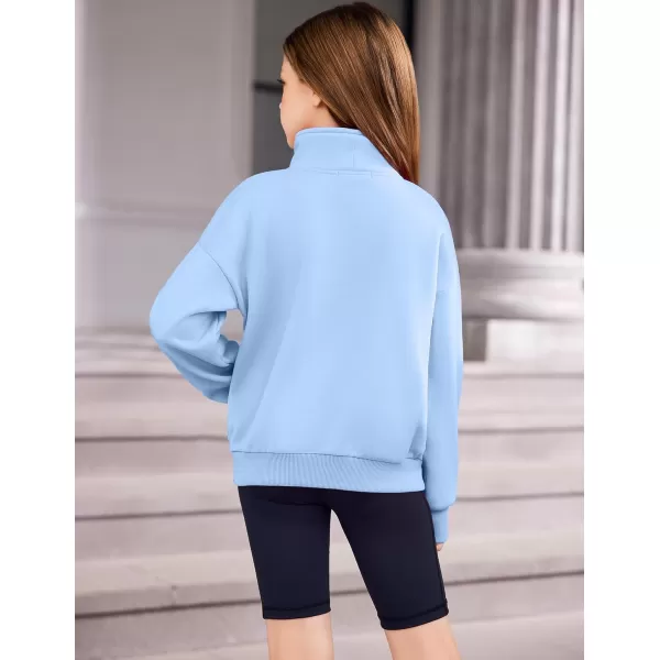 Arshiner Girls Half Zip Sweatshirt Fleece Quarter Zip Pullover Sweatshirts Fall Clothes for Teen Girls Thumb Hole