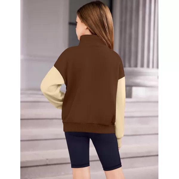 Arshiner Girls Half Zip Sweatshirt Fleece Quarter Zip Pullover Sweatshirts Fall Clothes for Teen Girls Thumb Hole