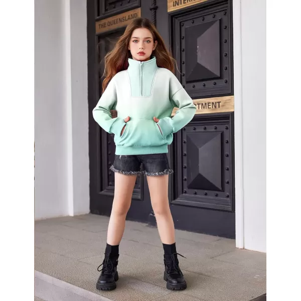 Arshiner Girls Half Zip Sweatshirt Fleece Quarter Zip Pullover Sweatshirts Fall Clothes for Teen Girls Thumb Hole