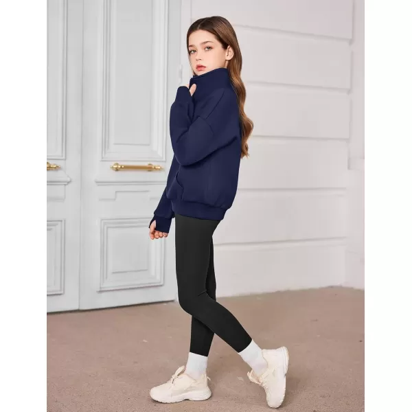 Arshiner Girls Half Zip Sweatshirt Fleece Quarter Zip Pullover Sweatshirts Fall Clothes for Teen Girls Thumb Hole