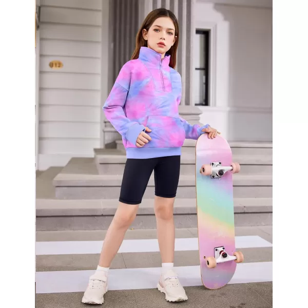 Arshiner Girls Half Zip Sweatshirt Fleece Quarter Zip Pullover Sweatshirts Fall Clothes for Teen Girls Thumb Hole