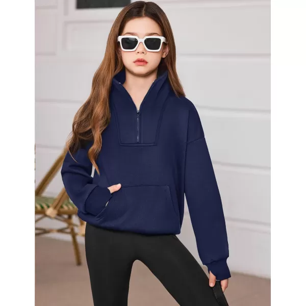 Arshiner Girls Half Zip Sweatshirt Fleece Quarter Zip Pullover Sweatshirts Fall Clothes for Teen Girls Thumb Hole