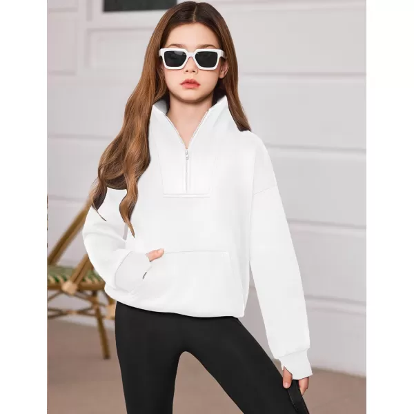 Arshiner Girls Half Zip Sweatshirt Fleece Quarter Zip Pullover Sweatshirts Fall Clothes for Teen Girls Thumb Hole